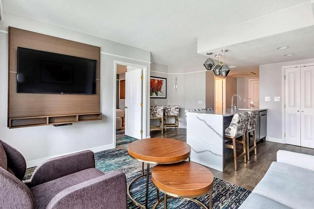 Living area and kitchenette