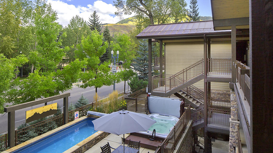 pool and hot tub area