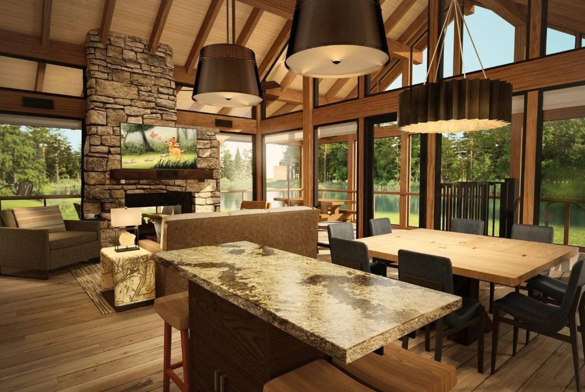 Living area with lake views