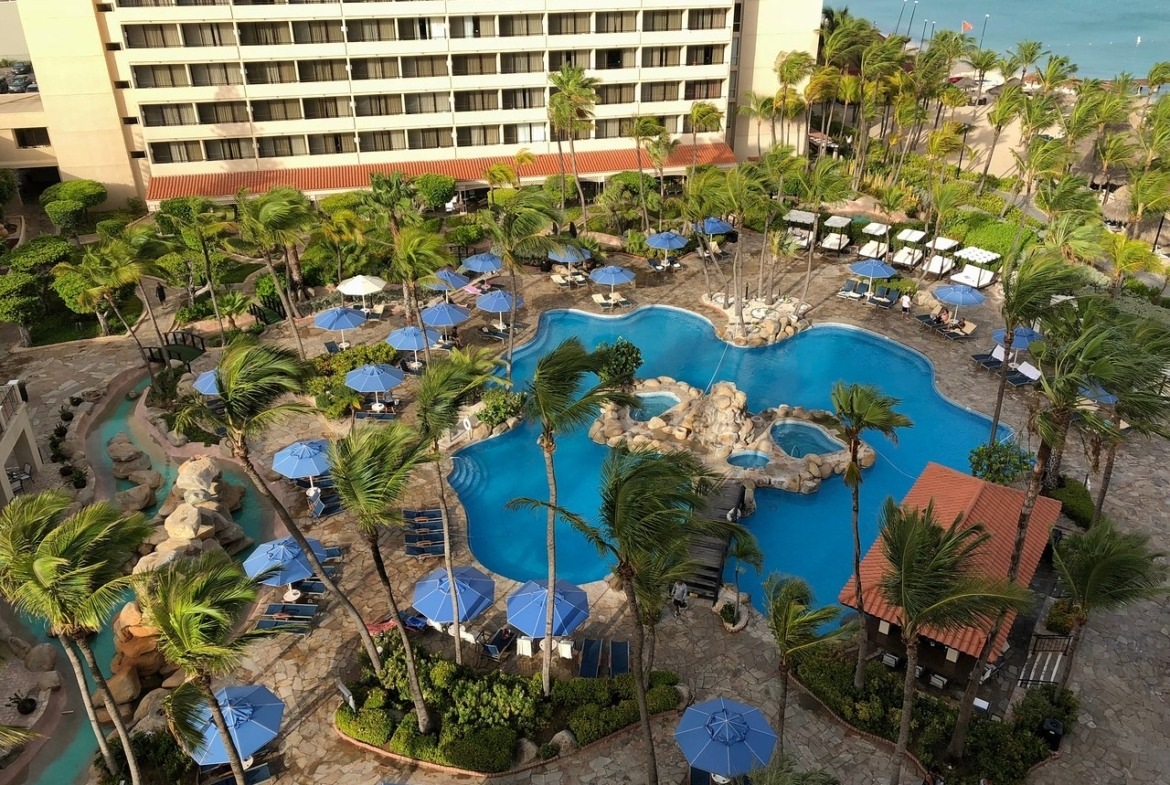 overhead pool view