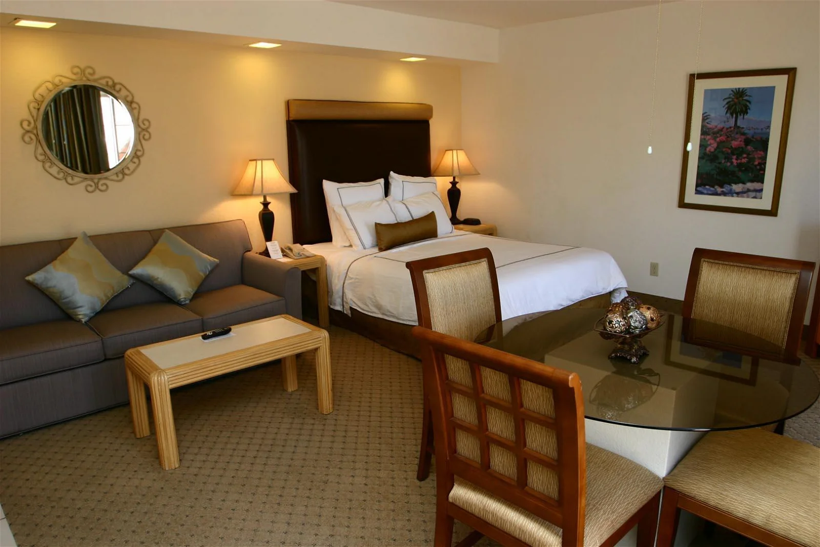 bedroom and living area