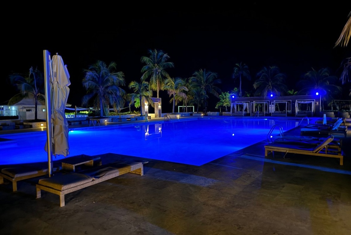 Viva Wyndham Fortuna Beach Pool at Night