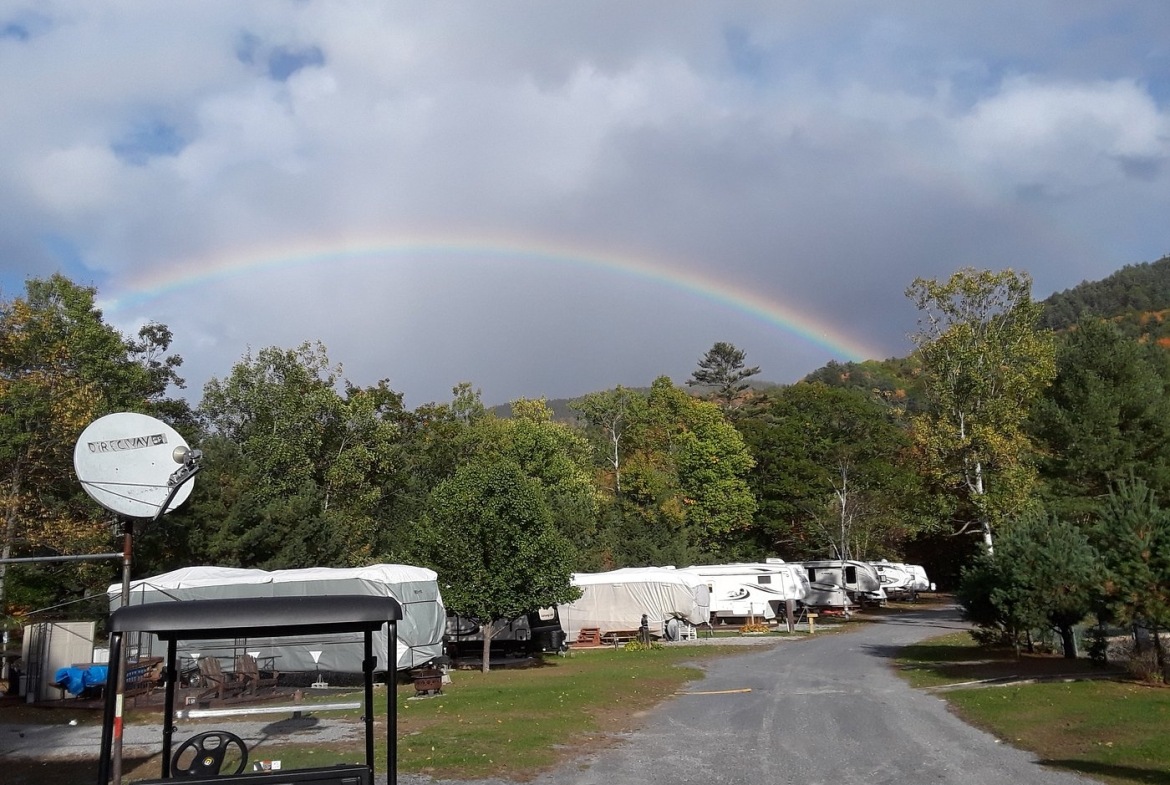 rainbow through campground