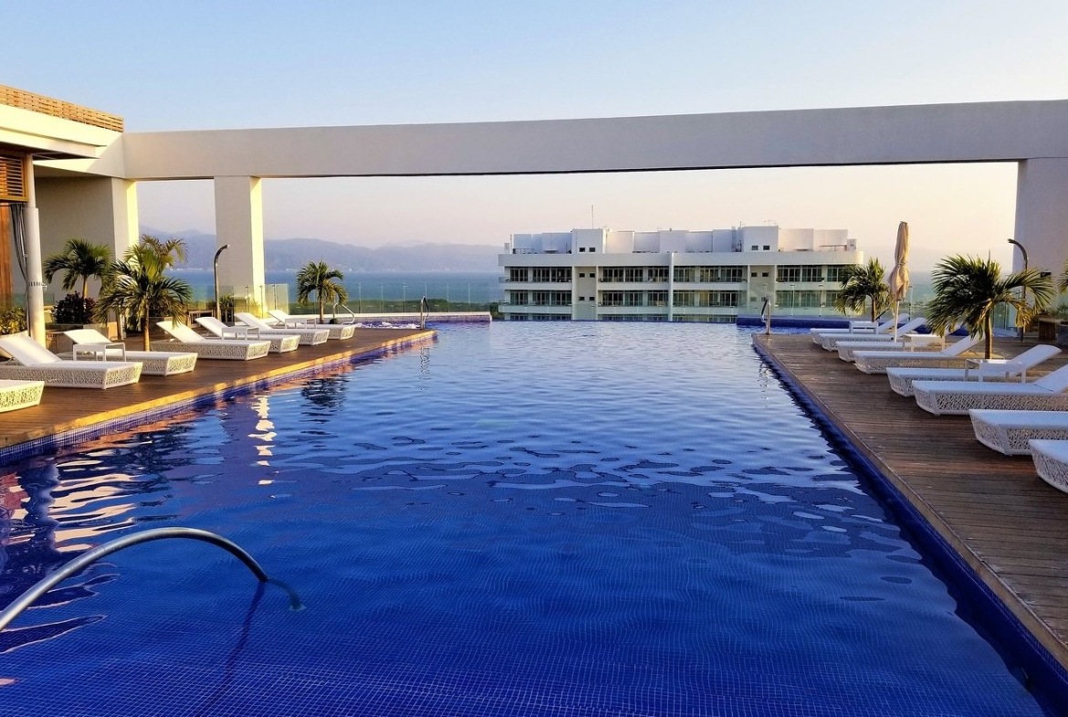 outdoor pool area