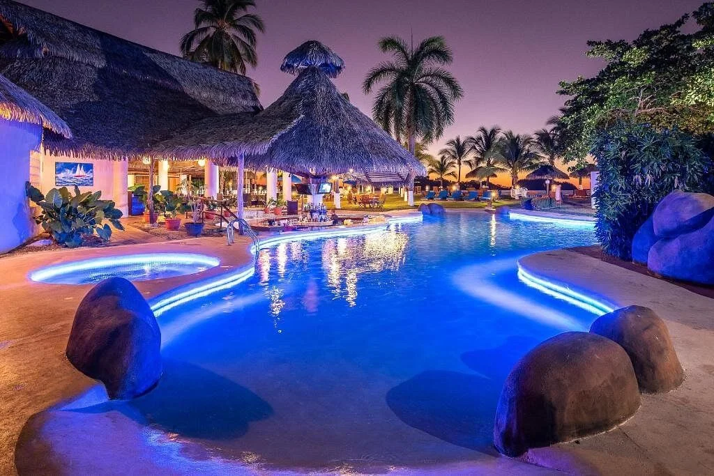 outdoor pool night