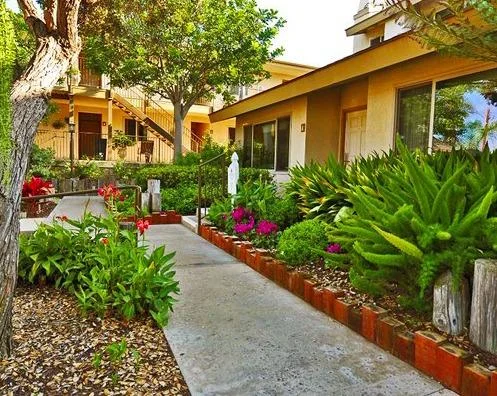 walkway to the resort exterior