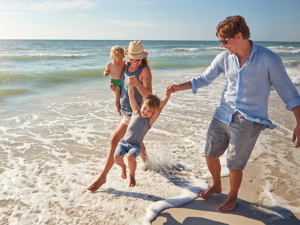 Family on beach