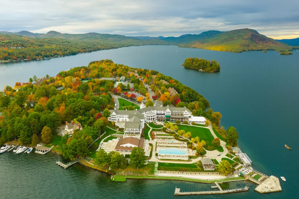 Romantic Getaways in New York: Lake George Aerial