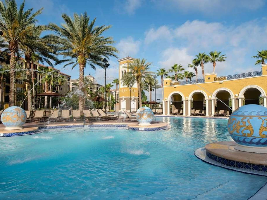 Wondering why are timeshare resales so cheap while viewing the luxury pool at HGV Tuscany Village.