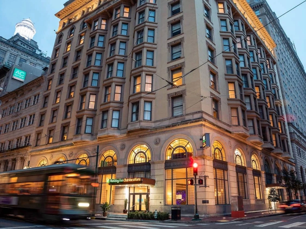 Historic exterior of Holiday Inn Club Vacations New Orleans, a popular choice on the timeshare resale market.